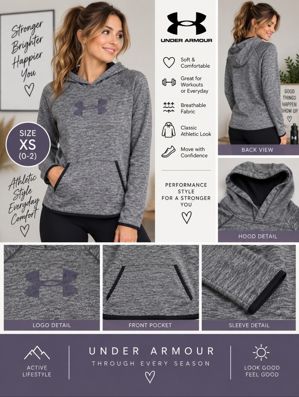Under Armour Women's XS grey athletic hoodie #19